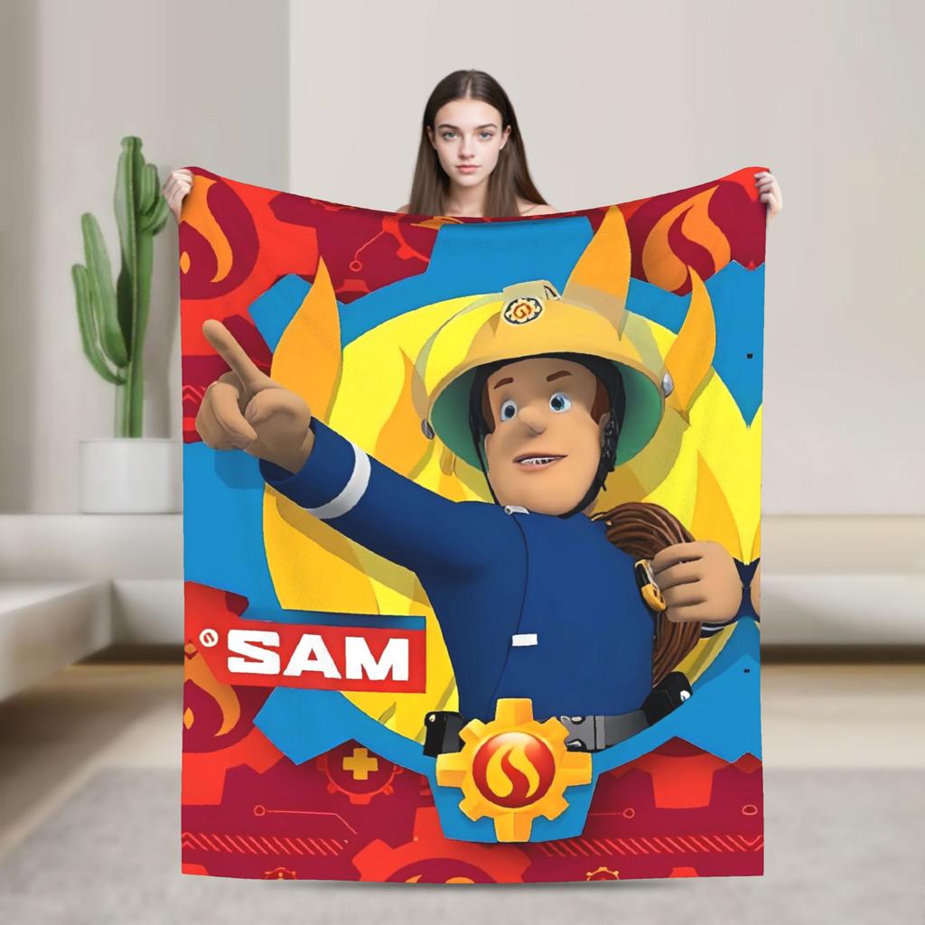 Firemans Sams Flannel Blanket Winter  Super Warm Throw Blanket for Girls Boys Outdoor Pattern Bedspread Sofa Bed Cover