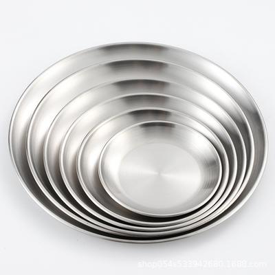 Korean Tableware Dinner Plate 304 Stainless Steel Disc Thickened Gold Silver Tray, Fruit Cake Bone Plate,BBQ Salad Fruit Plate
