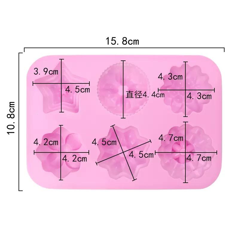 6 Holes Flowers Cake Mold DIY Chocolate Pudding Pastry Silicone Mold Baking Cake Decoration Accessories Soap Molds