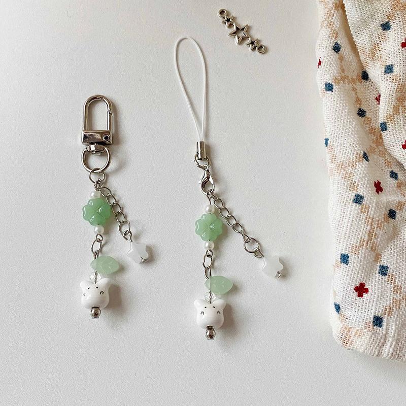 Y2K Phone Charms Pendant Lucky Clover Rabbit Chain Strap Lanyard For Phone Bag Charm Accessories