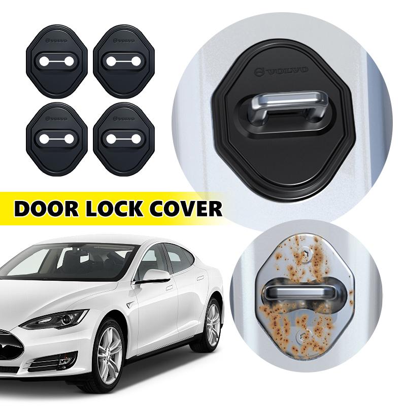 Car Silicone Door Lock Cover 4Pcs Anti-Scratch Auto Accessories For Volvo V50 S60 XC60 S40 XC40 XC90 V60 S80 S90 V70 XC70 FK4
