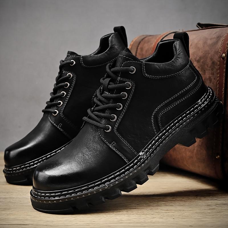 Men's Genuine Leather Retro Large Size Ultra-light Handmade Casual Shoes Men's High-top Ankle Boots