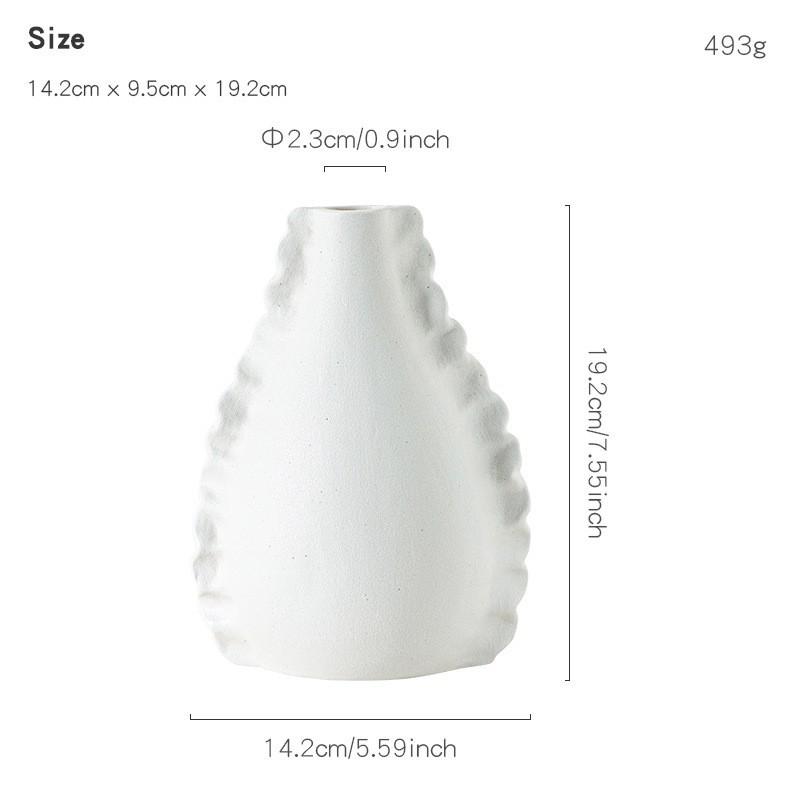 Nordic Simple Irregular White Shape Ceramic Vase Creative Home Dining Table Living Room Bedroom Dry Flower Decor Accessories 1Pc