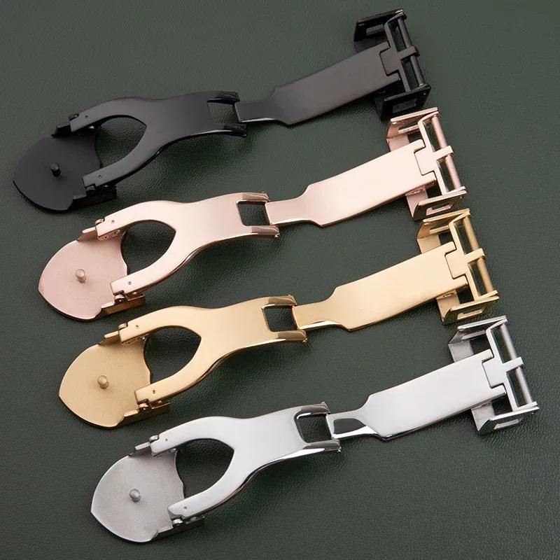 18mm 316L Stainless Steel Deployant Clasp Watch Buckle For Tudor  Strap Leather Rubber Band Replacement Silver Fold Buckle