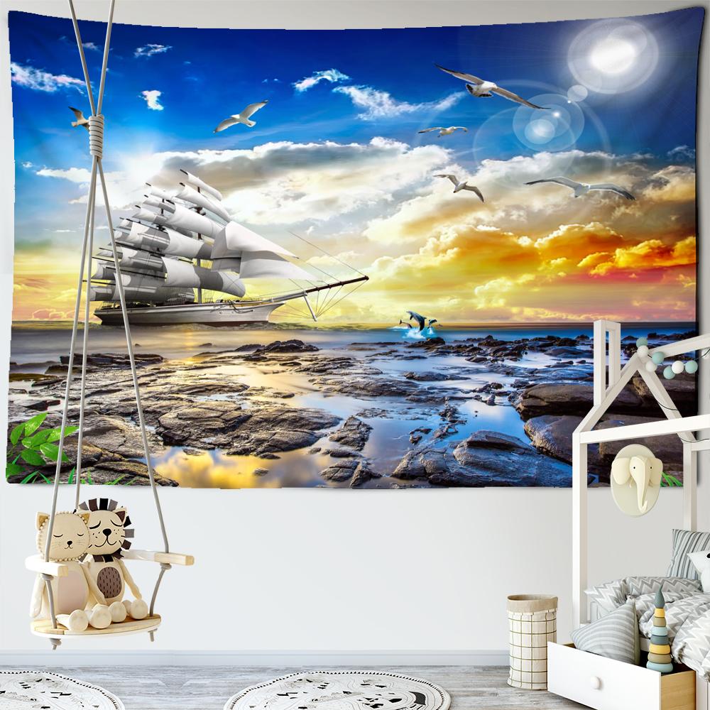 

Гобелен с афалиной и дельфином, настенный подвесной мультяшный кавайный гобелен для детей, Бохо, хиппи, эстетическая комната, художественный домашний декор 200x150cm