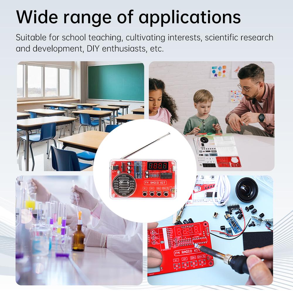 DIY FM Radio Electronic Kit Adjustable Frequency 150Hz-20KHz Digital Display DIY Soldering Project Practice Solder RDA5807
