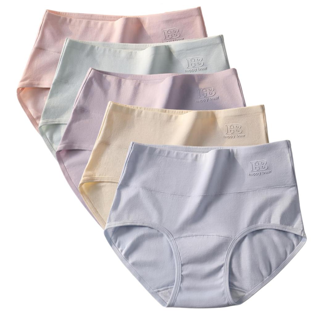 AasDawn Deep Cotton Comfortable for the Beautiful and Women's High-Waisted Panties, 5-Pack, Soft, Skin-Friendly, Comfortable, Tummy, Butt, Breathable,