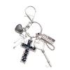 Stylish Heart Lock Bows Alloy Keychain Portable Keyring with Personality Bag Pendant Decoration for Fashionable Women