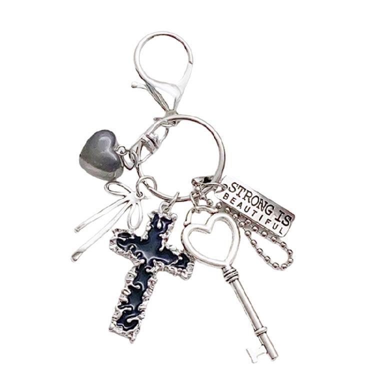 Sophisticated Heart Lock Bows Keychain Metal Bag Ornament Keyring Distinctive Key Holder Personalized Charm Decoration 1