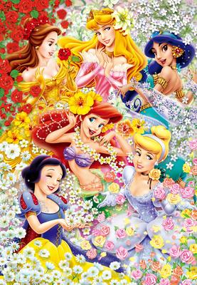 Tenyo In Jigsaw Puzzle Disney Floral Princess Includes and Service Card (Tenyo) [Made Japan] 300-Piece (30.5x43cm) D-300-203, Glue, Spatula,