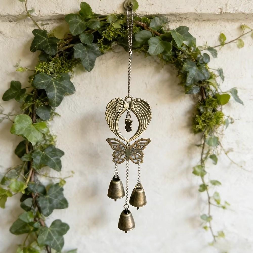 Angel Wings Metal Bell Chime Bohemian Style Vintage Wind Chime Door Hanging Outdoor Hanging