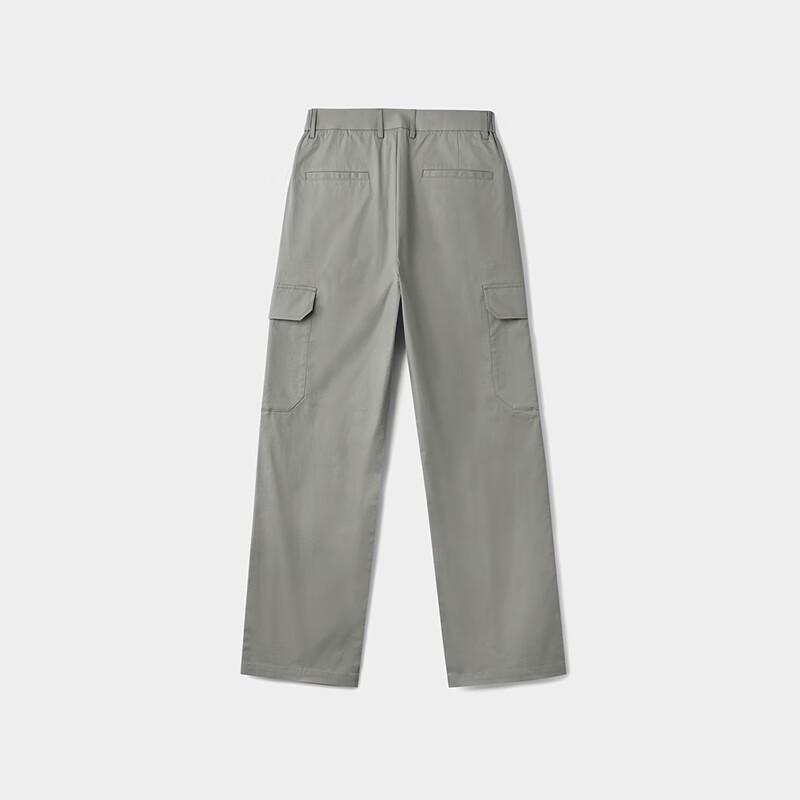 HLA Black Whale Men's Casual Elastic Waist Straight-Leg Cargo Pants