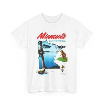 T-shirt riproduzione cartolina vintage Minnesota terra dei 10.000 laghi
