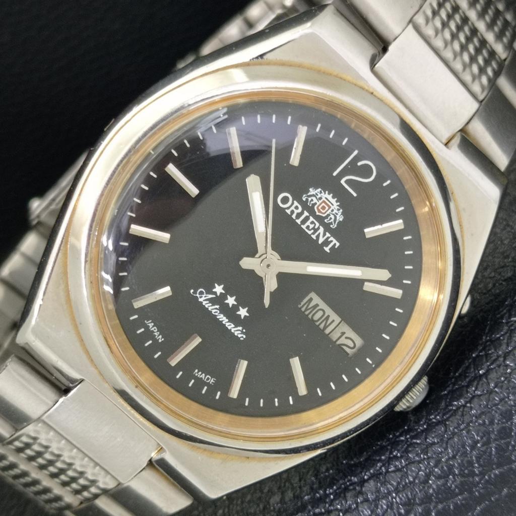 

ПОДЛИННЫЕ ВИНТАЖНЫЕ МУЖСКИЕ ЧАСЫ ORIENT AUTOMATIC 46943 JAPAN С ЧЕРНЫМ ЦИФЕРБЛАТОМ a500362-2 R151b-a500362