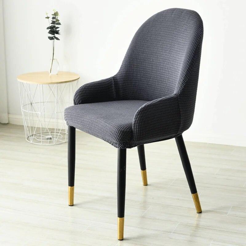 1/2/4/6pcs Polar Fleece Dining Chair Cover Elastic All-inclusive Solid Color Curved Back Chair Slipcovers Furniture Protector