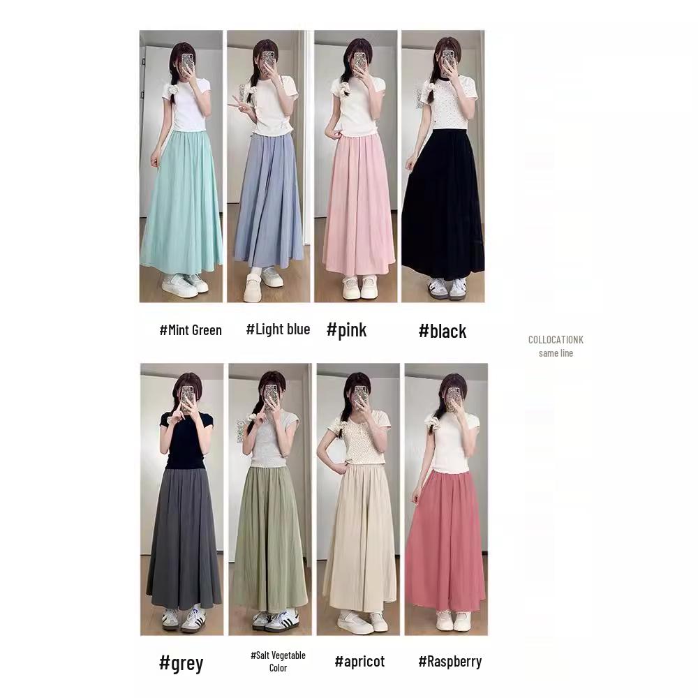 Petite Yamamoto Women's High-Waisted Summer Culottes: Slimming Casual Wide-Leg Midi Skirt Pants