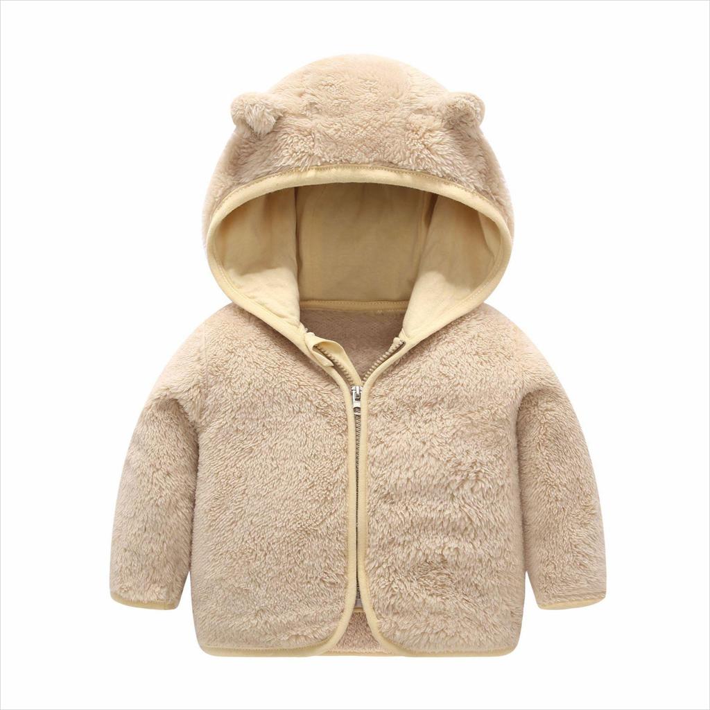 Baby Hooded Coral Fleece Coat for Spring and Autumn - Thick, Warm, Unisex Toddler Jacket