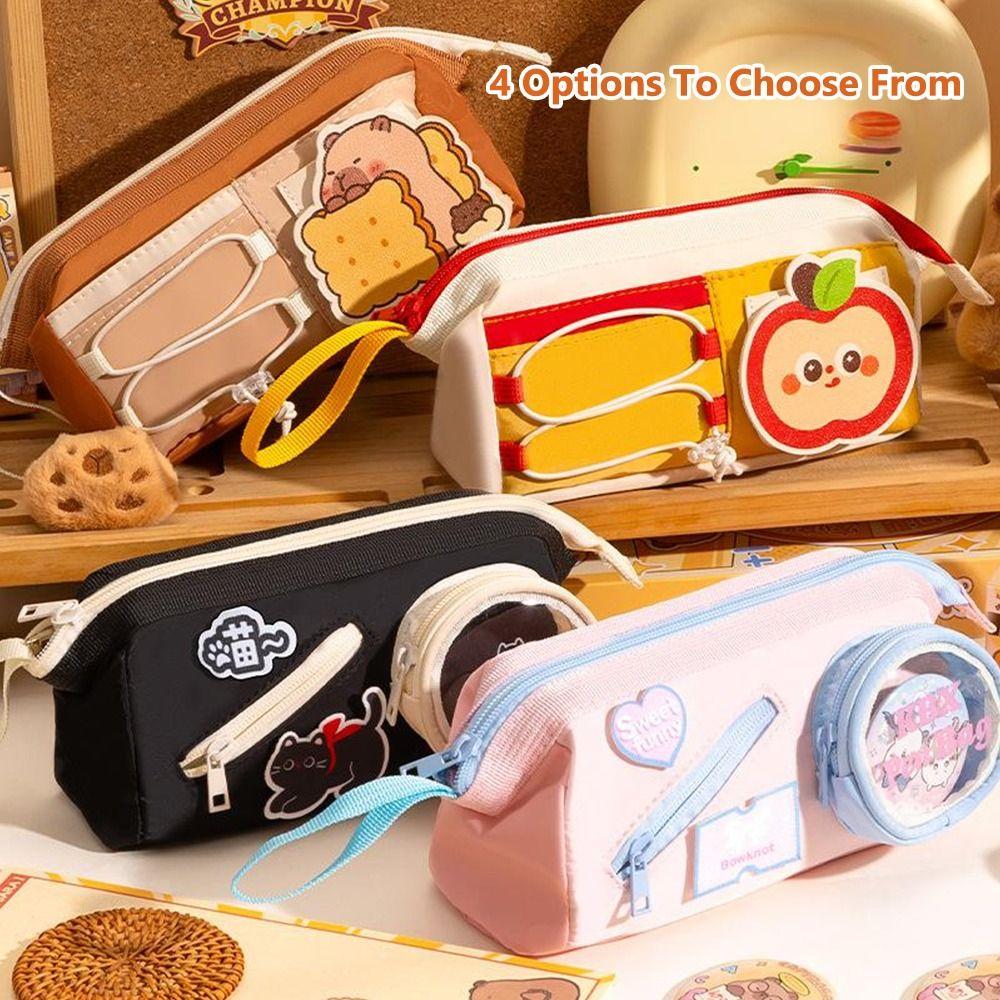 Multi Layer Pen Bag Handheld Design Stationery Bag Multifunctional Pencil Case  School Office