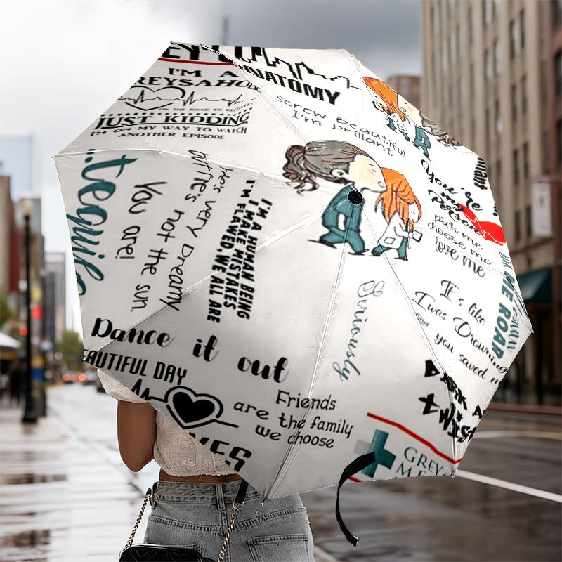 Grey's movie Quotes Umbrella 8-Frame for Travel, camping, Casual Lightweight Portable Umbrella, Essential for every family Holidays Gift