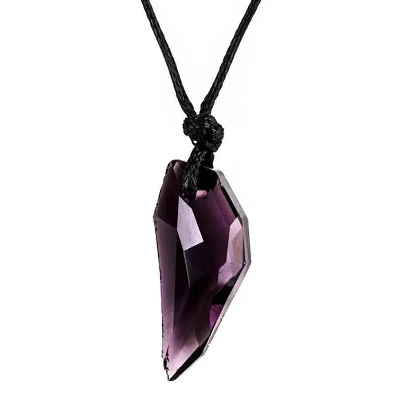 Ready Stocked Crystal Wolf Tooth Wax Rope Pendant Couple Necklace New Fashion Unisex JewelryHot Sell
