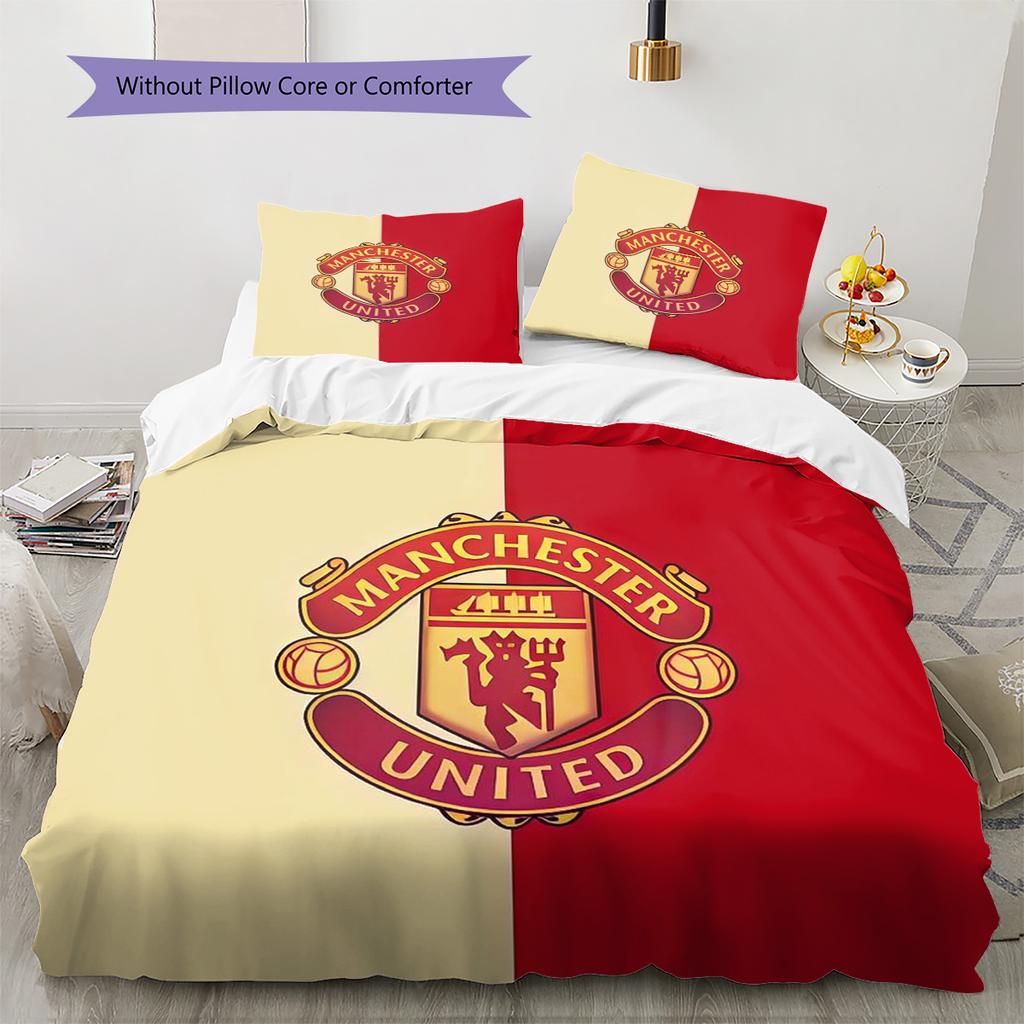 Man Utd Bedding Quilt Set Quilt Cover Pillowcase Home Decoration Birthday Gift (1 * duvet cover + 2 * pillowcase, without core)