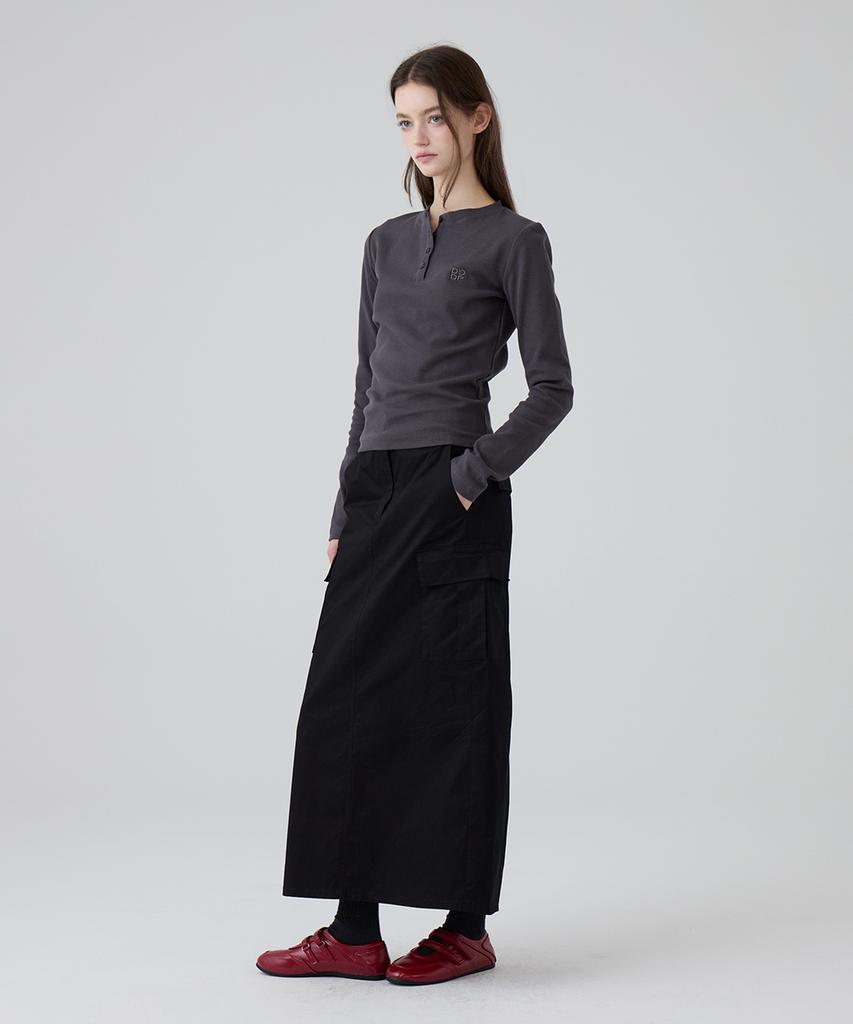 Dangled Drop Dgdp Cotton Maxi Skirt_Black