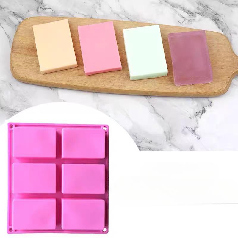 Creative 6-cavity rectangular handmade soap mold, cake soap mold, aromatic soap mold, large square silicone baking tool for soap