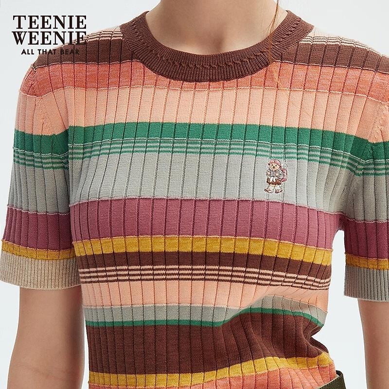 Teenie Weenie Women's Striped Short Sleeve Knit Sweater