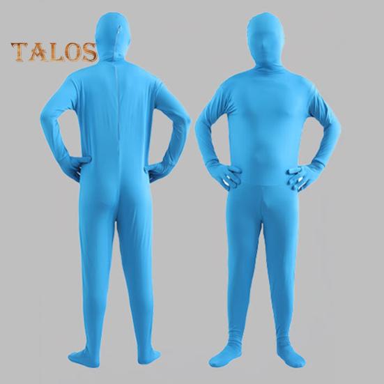 Unisex Halloween Jumpsuit Tight Fit Breathable Long Sleeves Hooded Elastic Solid Color Invisible Jumpsuit Zipper Back Bodysuit Props Party Costume