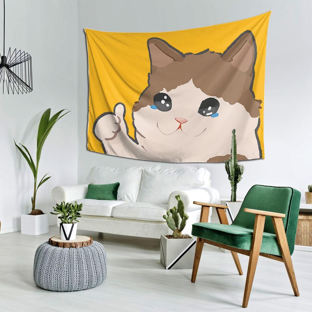 Crying Cat Meme Tapestry Decor Art Aesthetic Tapestries for Living Room Bedroom Home Wall Cloth Wall Hanging