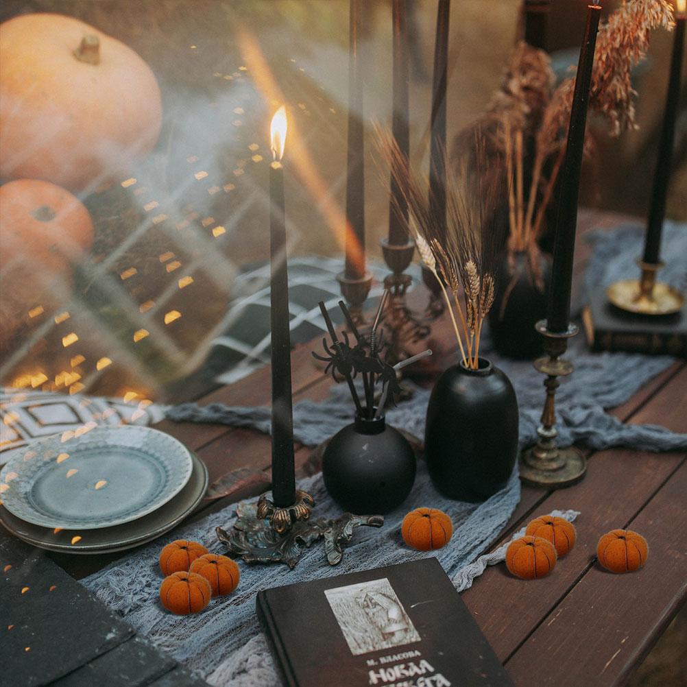  15 Pcs Wool Felt Pumpkin Pumpkins Gold Tinsel Garland Pendent Outdoor Christmas Hanging Ornament Autumnal Decoration