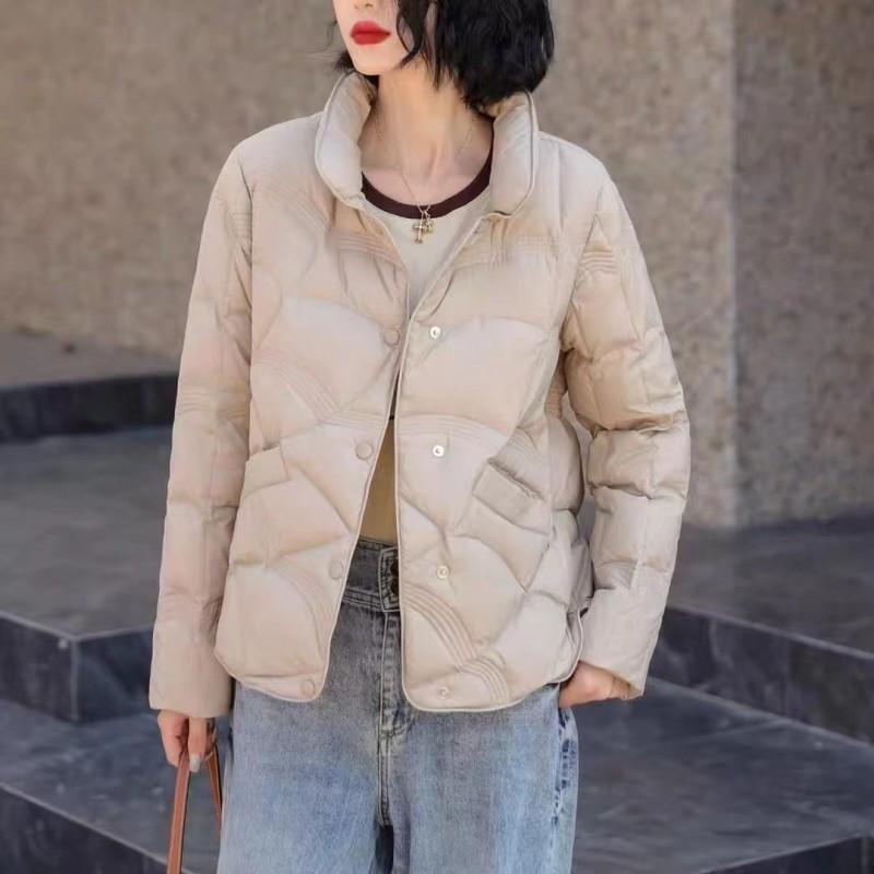 Womens Short Down Jacket 2026 Fall Winter Lightweight Stand Collar Fashion Trendy Cloud Outerwear