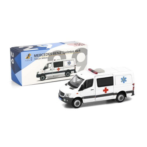 Tiny City 1/64 Scale Diecast Model Car: TW29 Mercedes-Benz Sprinter FL Taiwan Army Ambulance
