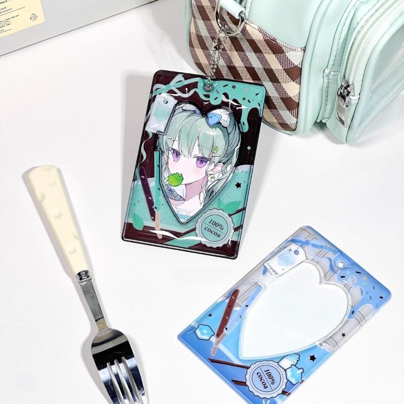 Älska Choklad PVC-Korthållare med Kedja 3 Tum Kpop Fotokortsfickor Kreativ Fotoram Skyddsfodral Kawaii Gåvor 2025