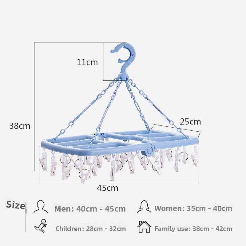 Multi-Hooks Clothes Drying Rack Home Use Balcony Underwear Pants Drying Holder Multifunctional Laundry Storage Organizer