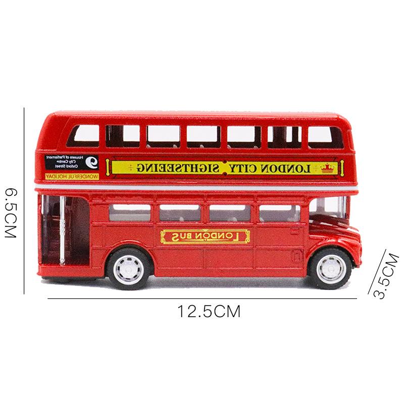 1:64 Alloy Bus Model Children's Toy Back Force Car Model Boy Toy Double-decker Bus Gift