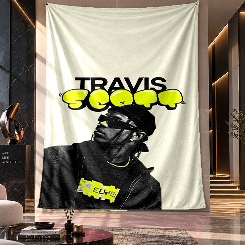 Wandbehang Wandteppich, Travis Scott Bedruckter Stoff Hintergrund für Schlafsaal Party Dekoration