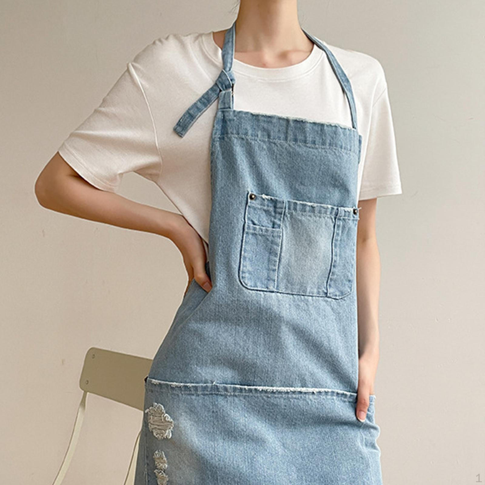 

Фартук шеф-повара, джинсовый высокий нагрудник, работа для DIY, керамическая скульптура, художественная работа, художник-повар B