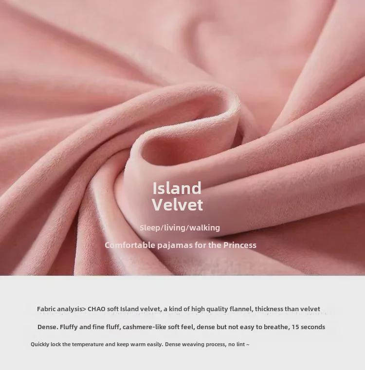 Autumn/Winter Women's Lace Velvet Pajama Set - Long-Sleeved, Soft, Warm, Princess Style