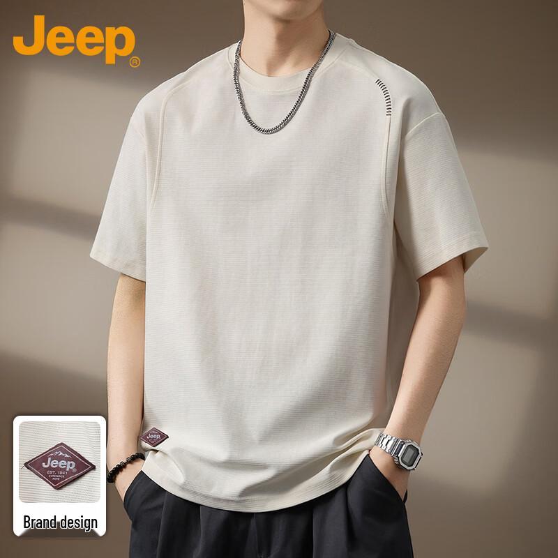 Мужская летняя текстурированная свободная футболка с коротким рукавом JEEP 4XL
