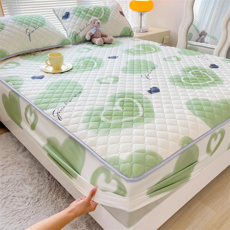 Maternal and Baby Grade Cotton Padded Bed Sheet, Skin Friendly Matte Print, Thickened Simmons Mattress, All Inclusive Protective Cover