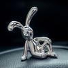 1PC Cute Rabbit Decorative Ornaments Eco-friendly Plastic Cartoon Car Interior Decoration Electroplating Long Eared Rabbit