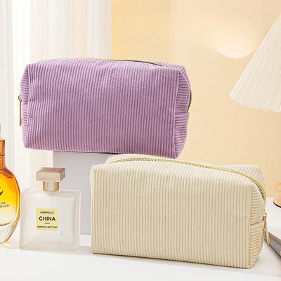 Wiederverwendbare Cord-Damen-Kosmetiktaschen mit Reißverschluss Damen Kinder Reise-Make-up-Etui Zubehör Schüler-Federmäppchen Beutel