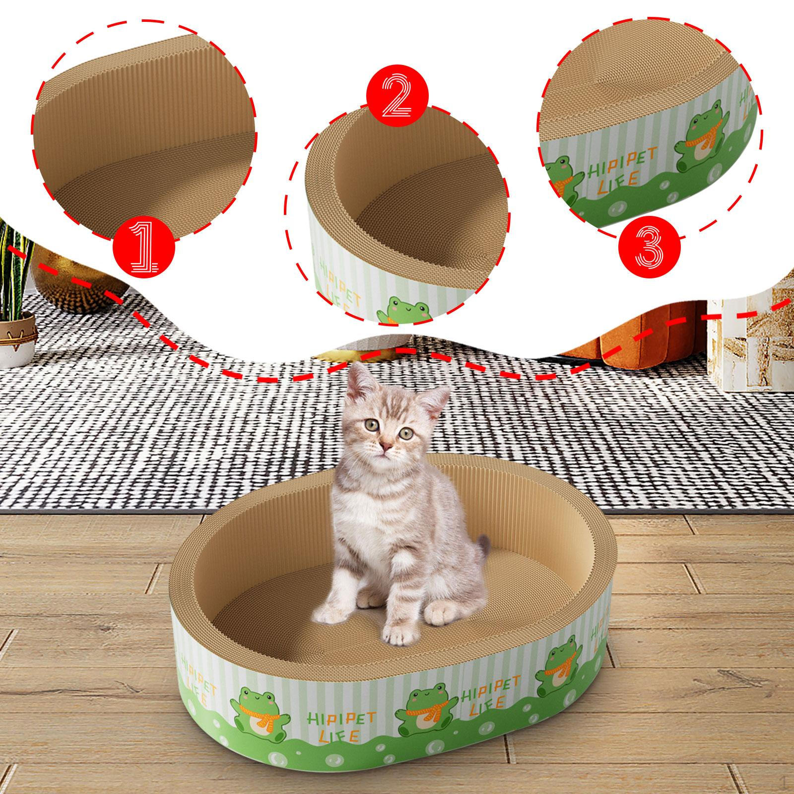 

Cat Scratcher Bed And Bowl for Cats with Scratching Lounger Board зелений