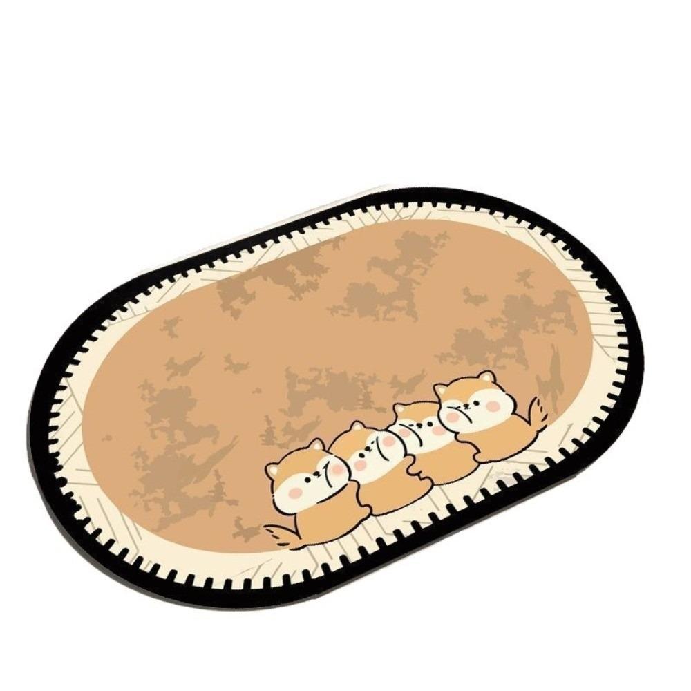Cartoon Animal Bathroom Mat Anti Slip Door Mat Stain-resistant Puppy Absorbent Mat  Wet Areas