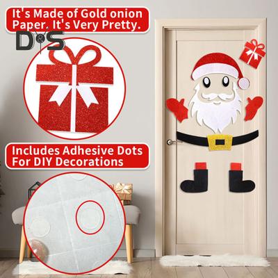 Adesivi per porte di Natale Adesivi decorativi in feltro con renne di Babbo Natale Adesivi per finestre fai da te per porte, finestre e muri
