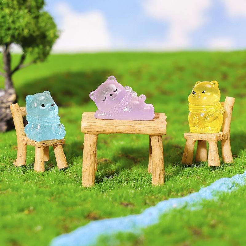 Cute Luminous Little Bear Home Garden Landscaping Resin Craft Decorative Ornaments