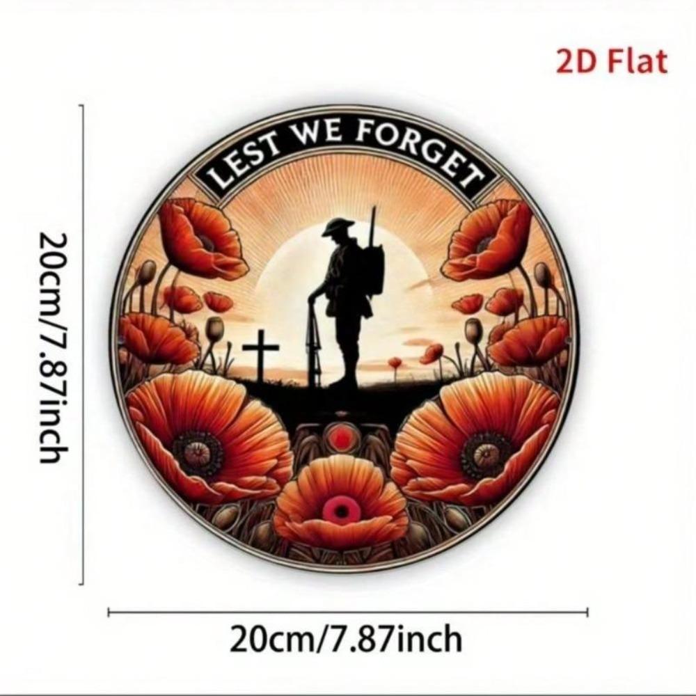 Wall Art Vittoria Pezzo Singolo Sagoma Soldato Placca di Alluminio Papaveri Tramonto Decorazione Memoriale di Guerra