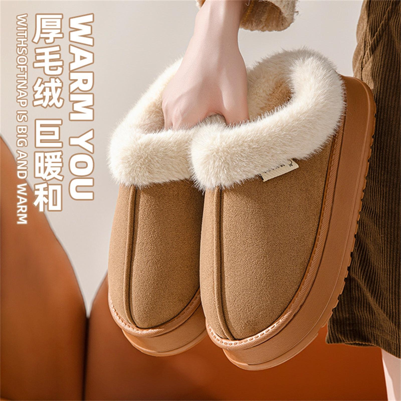 

Cotton Slippers For Women, Winter Indoor Home, Thick Soled, Outerwear Bag With Warm And Plush Cotton Slippers For Men 36