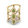 2.7 Ct Pear Peridot 925 Sterling Silver Gold Vermeil Vertical Long Finger Women Wedding Ring